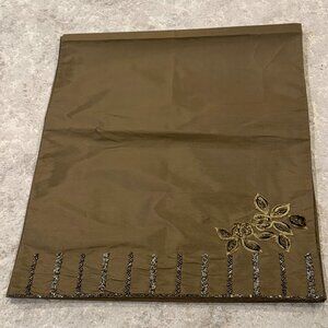 Sue Wong Scarf Shawl Runner Large Big Army Green Olive Brown Gold Hand Beaded #5